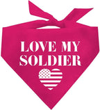 Love My Soldier Dog Bandana | 100% Cotton Adjustable Triangle | Made in USA | Army | Militray | Homecoming |Hot Pink, One Size (89)