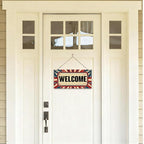 Welcome Sign for Front Door, Welcome Decor Wooden Hanging Sign for Wall Decor, Retro America Wall Hanging Signs, Funny Wooden Outdoor Front Door Decoration 13.8X6.9 inches