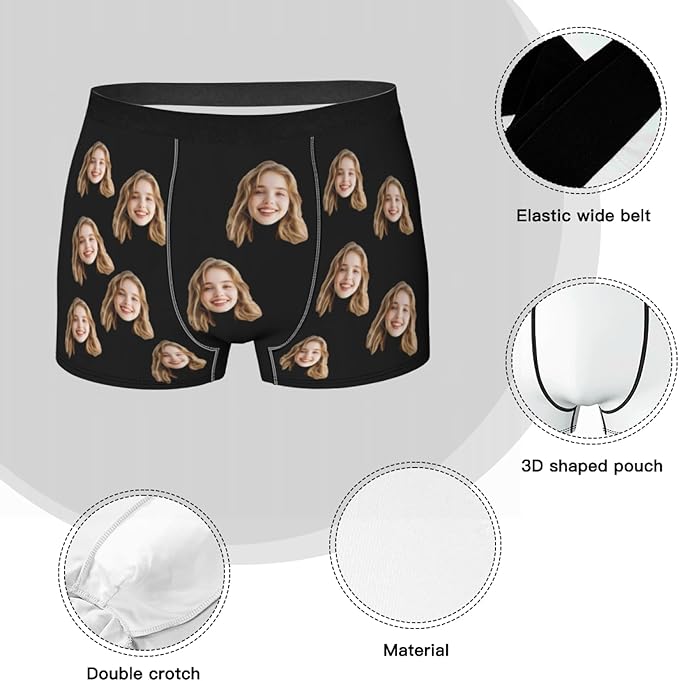 Personalized Underwear for Men with Face Custom Face Boxers Customized Boxer Briefs Funny Gifts for Him Husband Boyfriend