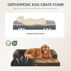 Orthopedic Dog Beds for Large Sized Dogs, Waterproof Egg Crate Foam Medium Dog Couch Beds for Crate 35x22Inch, Washable Pet Beds with Removable Cover and Nonskid Bottom, Brown