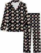 MyPupSocks Custom Face Pajamas for Women Set, Personalized Photo Long Sleepwear XS-XXL