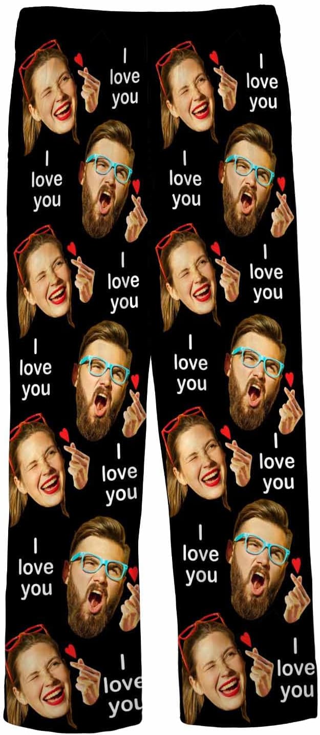 MyPupSocks Custom Pajama Pants for Pet Lover, Personalized Photo Face Printed Pajama Bottoms Sleepwear with Pockets