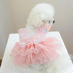 Fashion Sweet Puppy Dog Blingbling Princess Skirt Pet Dog Lace Cake Camisole Tutu Dress B-Pink XL
