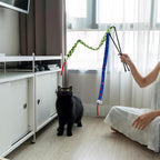 Andiker Cat Wand Toy, 44 Inches Plush Cats Snake Toys with Long Sound Paper Lightweight Handheld Interactive Cat Toys for Indoor Cats and Kitten (Blue)