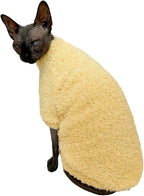 Sphynx Cat Clothes Hairless Cat Super Soft Warm Fleece T Shirt Elastic Winter Sweater Outfit, Pet Clothes for Sphynx Cat Coat for Cats and Small Dogs Apparel (Yellow, X-Large)