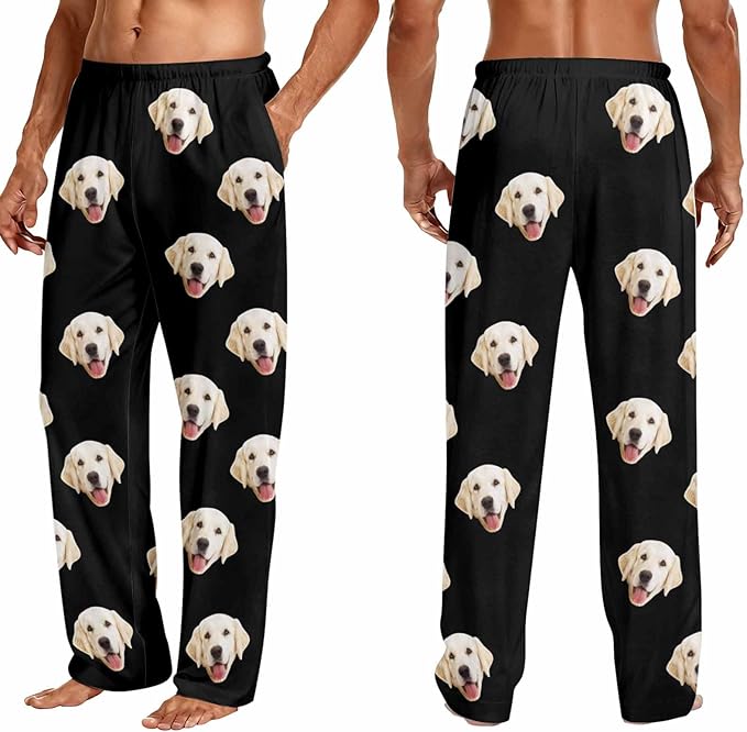 Custom Couple Pajama Pants Sock with Funny Face, Personalized PJ Anniversary Birthday Women Men Pants