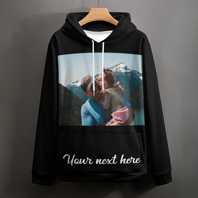 Artsadd Custom Face Unisex athletic Pockets Sweatshirt Loose Hoodie Custom Christmas Long Sleeve Sweatshirt Hooded Pullover