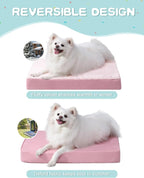 KSIIA Orthopedic Dog Bed Waterproof Dog beds for Medium Dogs Deluxe Plush Washable Pet Mat with Egg Crate Foam & Removable Cover, 29 x 18 Inch, Pink
