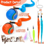 2PCS Interactive Cat Ball Toy, Self Rolling Ball with Cover Anti-Scratch for Bored Indoor Cat Chasing, Obstacle Avoidance Smart Cat Toys for Enrichment, Motion Activated Toys to Keep Them Busy