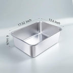 Stainless Steel Cat Litter Box - Large Metal High-Sided Pan for Cats, Pets, Non-Stick, Odor-Free, Easy to Clean, Splash-Proof, Durable (17.7" L x 13.8" W x 6" H)