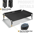 Veehoo Cooling Elevated Dog Bed, Raised Pet Cot with Guardrail & Slope Headrest, Durable Breathable Teslin Mesh, Non-Slip Feet, Washable Dog Couch Bed for Indoor & Outdoor, Medium 39.5" x 28", Black