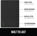GORILLA GRIP Cat Litter Box Mat, 40x28, Water Resistant, US Designed Kitty Litter Trapping Mats, Easy to Clean, Scatter Control, Less Mess and Clean Floors, Kitten Supplies for Indoor Cats, Black