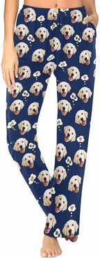 Custom Face Pajamas Pants Personalized Sleepwear Bottoms for Women XS-XXL