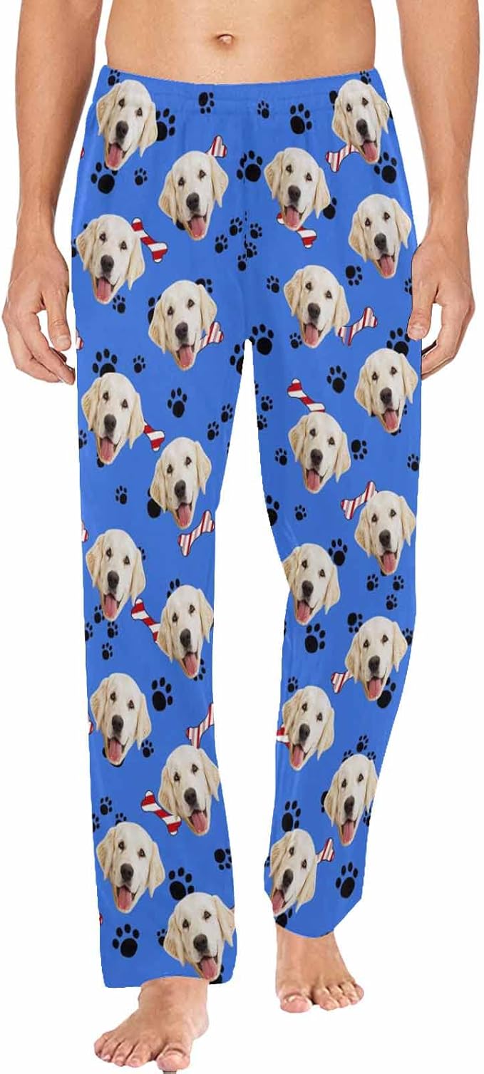 MyPupSocks Custom Pet Face Pajamas Pants Photo Pajama Bottoms for Men S-XXL
