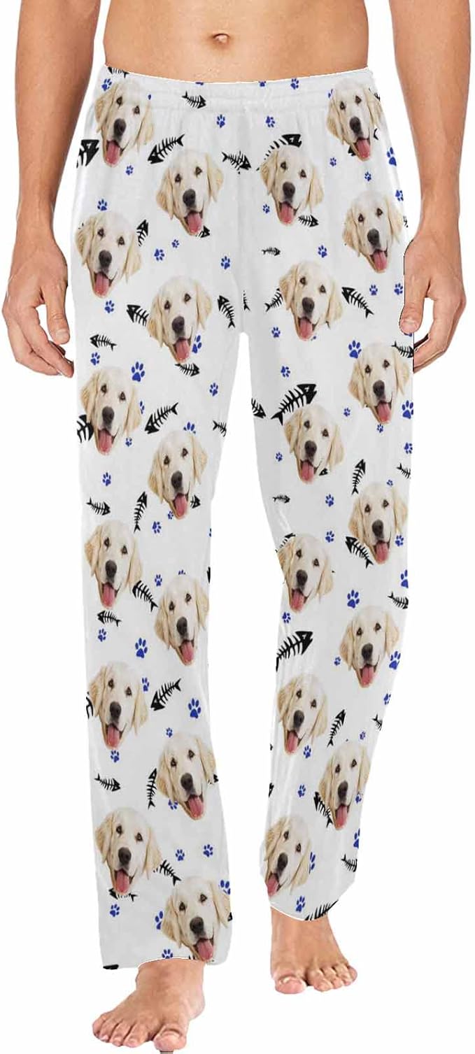 MyPupSocks Custom Pet Face Pajamas Pants Photo Pajama Bottoms for Men S-XXL