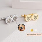 Anavia Pet Portrait & Handwriting Cufflinks Tie Clip Gift Box Set, Personalized Sketch Style Photo Engraving Men's Jewelry Accessories for Father Dad Brother Boyfriend Husband Wedding Birthday Gift