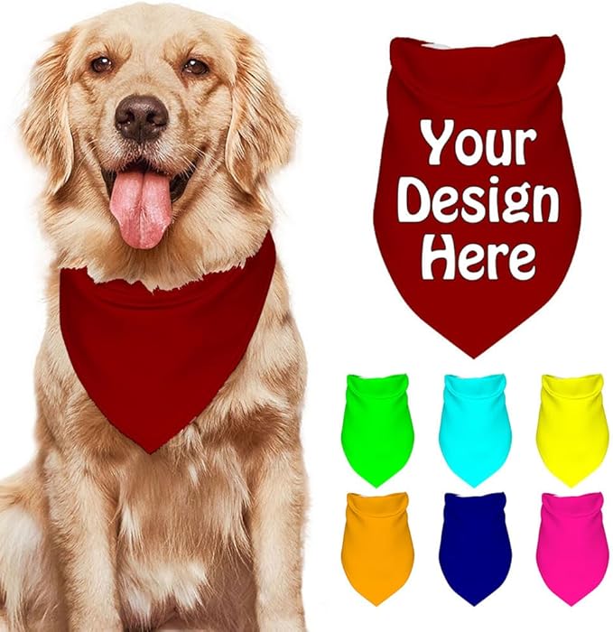 Personalized Dog Scarf Add Your Design Custom Dog Bandanas with Photo Name Text Image Customized Triangular Head Scarf Gifts for Small Medium Large Dogs Cats Pets, DarkRed