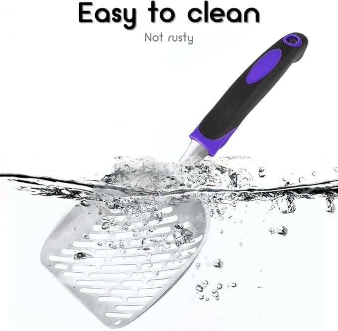 Cat Litter Scoop -Metal Cat Litter Scoop-Upgrade Sturdy Mesh Scooper - Mesh Shovel-Easy to Clean - Suitable for Cat Litter Box -Purple-More