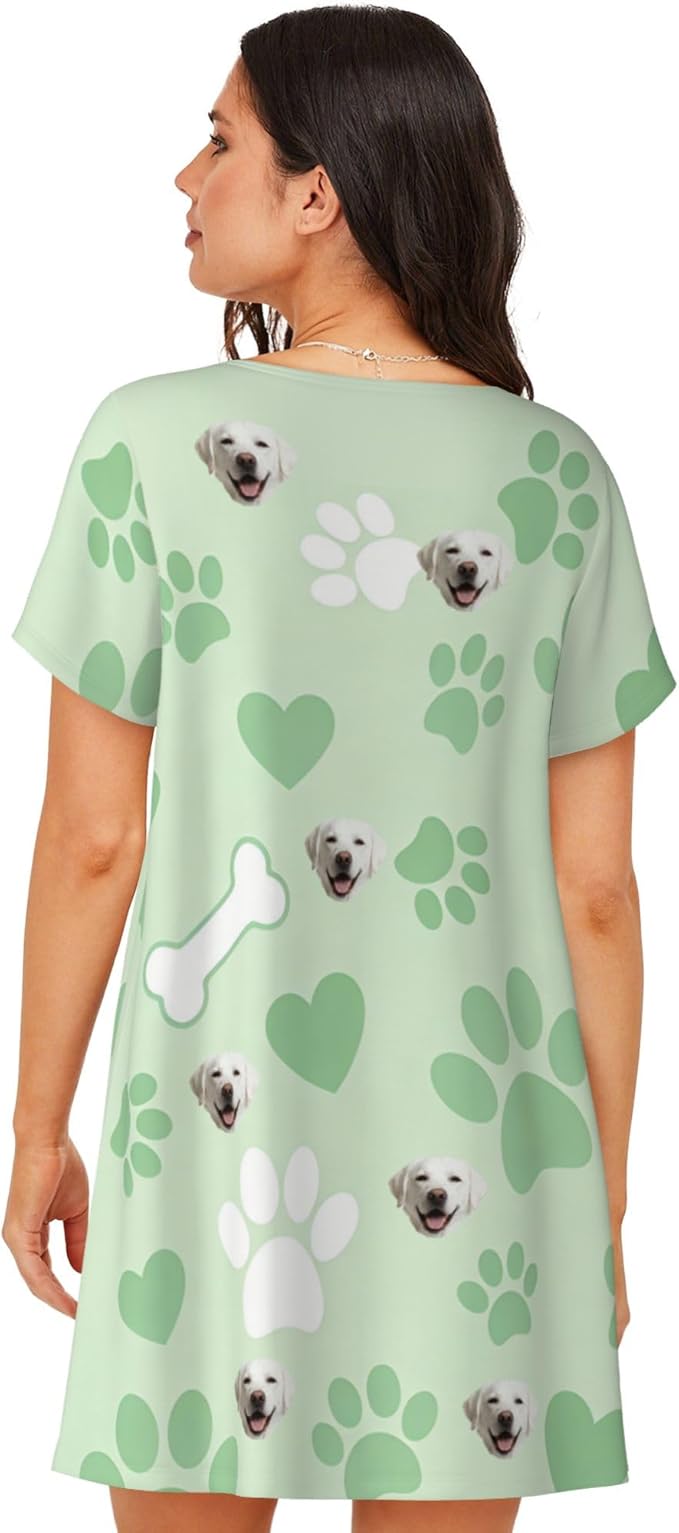 Personalized Matching Dog and Owner Clothes Separately Sold, Custom Face Nightgown for Women Dogs