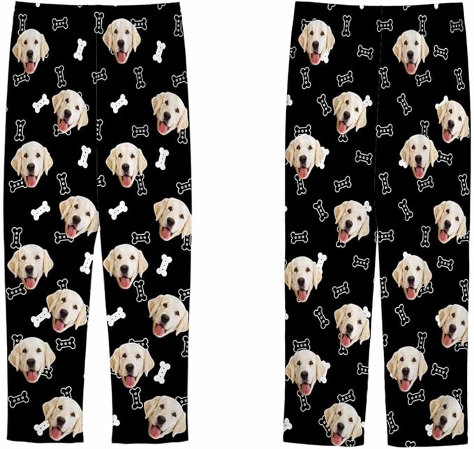 MyPupSocks Customized Face Pajamas Pants Sleep Bottoms for Men Women XS-2XL