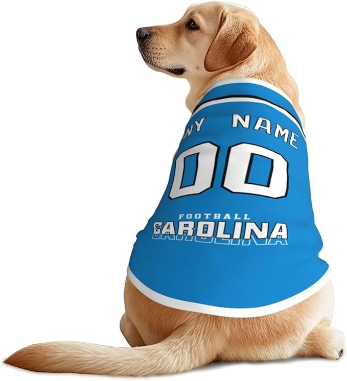 Carolina Custom Pet Jersey Dog Clothes Jersey Various Sizes Customized Any Name & Number for Small & Middle and Big Dogs