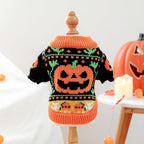 ANIAC Halloween Small Dog Sweater Pumpkin Cat Turtleneck Knitwear Warm Pet Halloween Costume Pumpkin cat Outfit Holiday Puppy Dog Clothes for Girl Boys (Black+Orange, Medium)