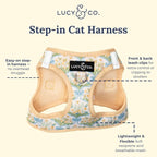 Lucy & Co. Sunshine and Daffodils Step-in Cat Harness and Leash Set Bundle, Reflective, Breathable & Adjustable Harness for Cats, Kittens & Small Dogs, Lightweight & Secure, Small