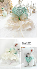Fashion Sweet Puppy Dog Blingbling Princess Skirt Pet Dog Lace Cake Camisole Tutu Dress D-Green L