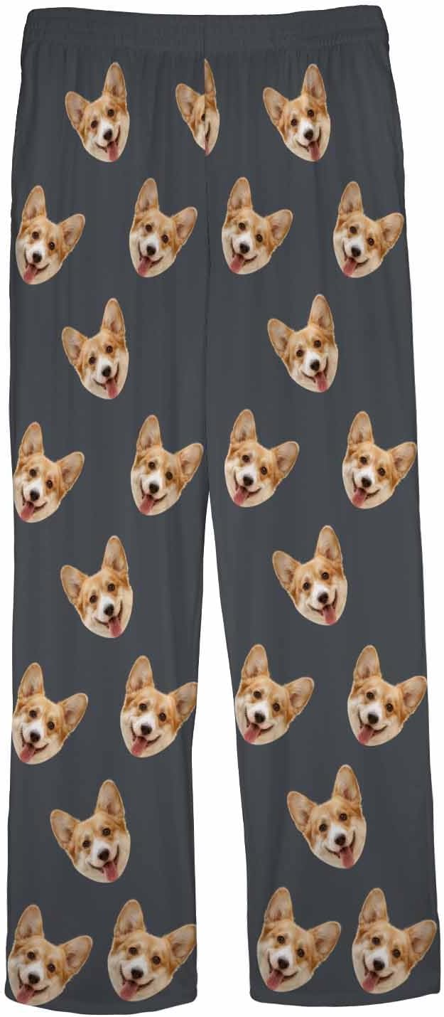 MyPupSocks Custom Pajama Pants for Pet Lover, Personalized Photo Face Printed Pajama Bottoms Sleepwear with Pockets