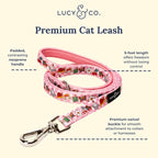 Lucy & Co. Cutie Patootie Step-in Cat Harness & Leash Bundle – Reflective, Breathable & Adjustable Harness for Cats, Kittens & Small Dogs, Lightweight & Secure and Dual Leash Clips – Medium
