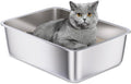 Stainless Steel Litter Box, 18"x14"x6"(Height) Medium Metal Cat Litter Box Easy Clean, Non Stick Litterbox No Smell for Cats or Kitty, Rabbits