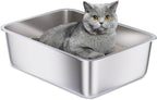 Stainless Steel Litter Box, 18"x14"x6"(Height) Medium Metal Cat Litter Box Easy Clean, Non Stick Litterbox No Smell for Cats or Kitty, Rabbits
