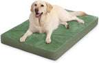 Outdoor Dog Beds Waterproof Washable, XXL Crate Pad 48 inch Extra Large Sized Leather Foam Pet Bed with Removable Cover Reversible, Jumbo Anti-Slip Kennel Pad, 47"x29", Green