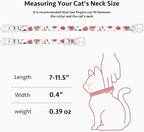 2 Pack Cotton Breakaway Cat Collar Green and Red Flowers Pendant Cute Kitten Cat Collar with Bell