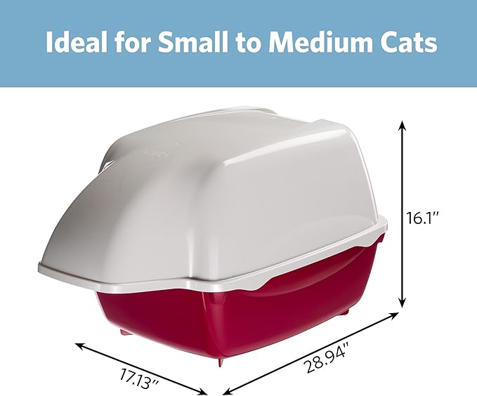 Ferplast Cosmic Outdoor Cat Litter Box – Waterproof Dog-Proof Cat Toilet with Tunnel Entry, High-Sided Base for Litter Containment, Easy-Clean Design, Durable Thermoplastic Resin in Red