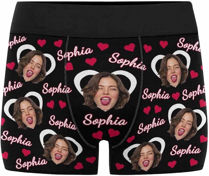 M YESCUSTOM Custom Faces Funny Short Briefs Gift for Husband Underwear