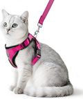 PUPTECK Cat Harness and Leash Set Escape Proof Reflective Cat Walking Harness Adjustable Soft Breathable Mesh Vest for Small Pets, Deep Pink, S