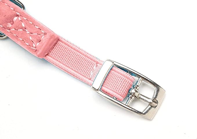 CHUKCHI Heart Bling Cat Collar with Safety Belt and Bell 8-11 Inches(Pink)