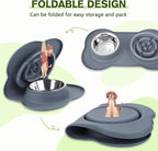 Pecute Slow Feeder Dog Bowls to Slow Down Eating, Dog Bowl Slow Feeder with No-Spill Non-Skid Silicone Mat, Food-Grade Safe Dog Food Bowls Slow Feeder, Stainless Steel Dog Water Bowl for Dogs Cats