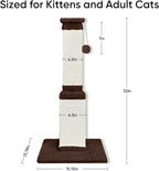 AGYM 32 Tall Cat Scratching Post for Large Cats, Cat Scratcher for Indoor Cats Adults, Sturdy Sisal Scratch Post to Protect Furniture, Brown