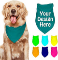 Personalized Dog Scarf Add Your Design Custom Dog Bandanas with Photo Name Text Image Customized Triangular Head Scarf Gifts for Small Medium Large Dogs Cats Pets, Teal