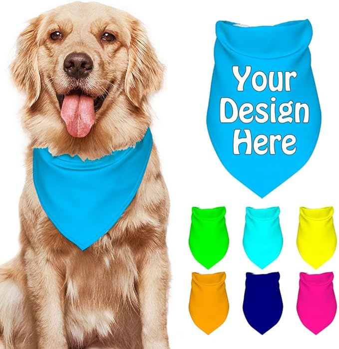 Dog Bandanas Custom Boy and Girl Dogs Scarf Add Your Design Personalized Pet Scarfs with Picture Image Text Customized Head Scarf for Small Medium Large Dogs Cats, SkyBlue