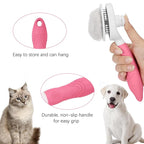 Self Cleaning Slicker Brush - Cat Brush Skin-Friendly Deshedding Grooming Massaging Tool for Long & Short Haired Pets, Cat Hair Brushes Easy Removes Undercoat for Dogs Cats Rabbits-UPGRADED, Pink