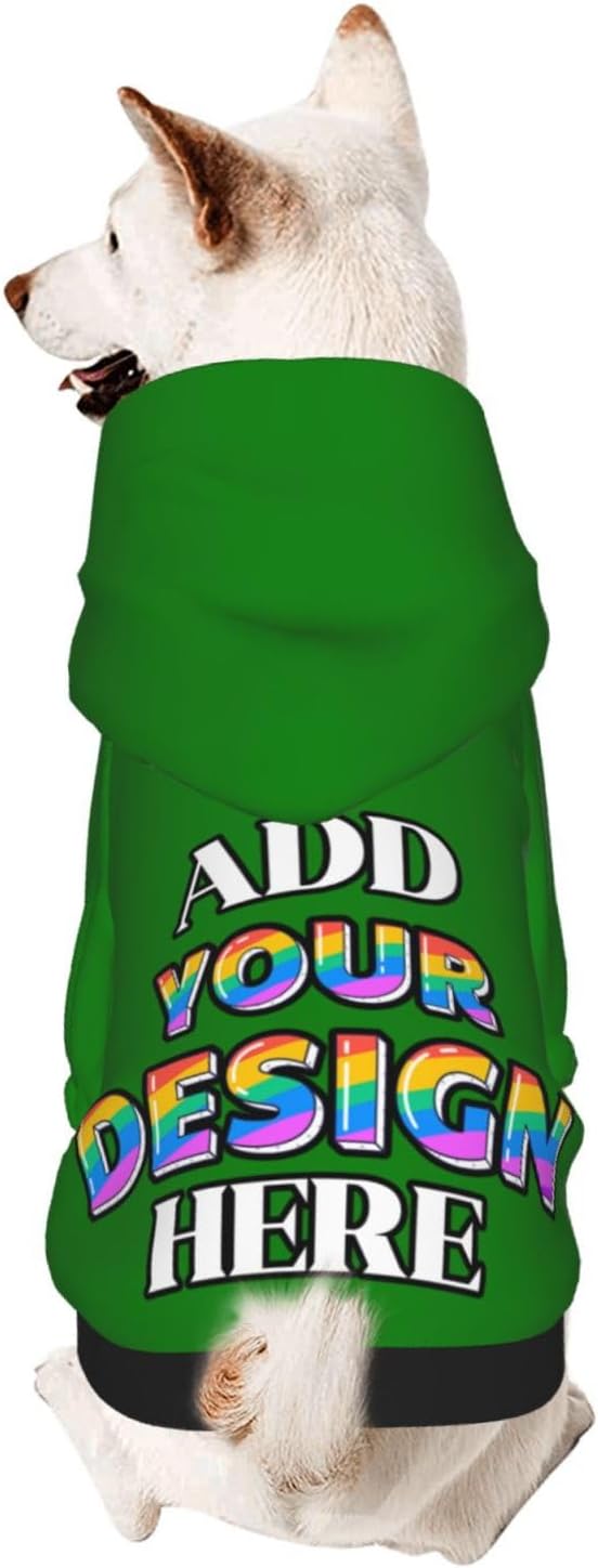 Personalized Dog Hoodie Custom Hooded Pet Warm Pullover Sweatshirt with Name Number Clothes for Chihuahua Pupppy Kitten Hoodies Puppy Soft Sweater Winter Small Dogs Cats, Green, L,