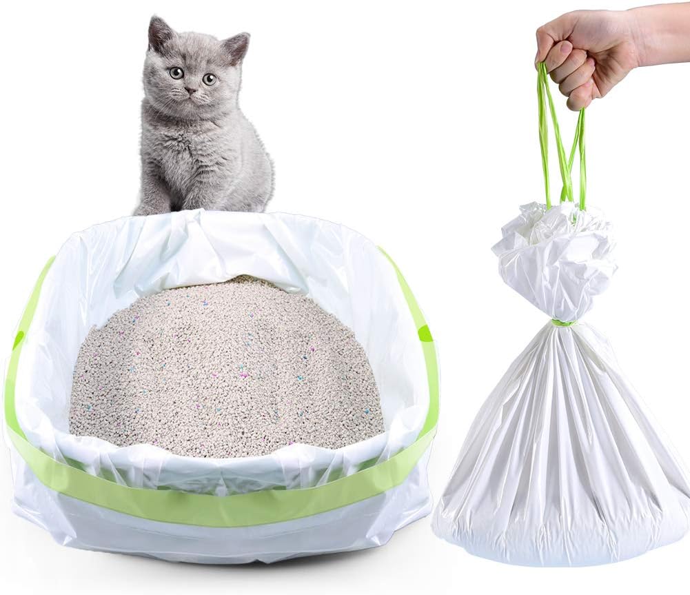 Litter Box Liners, 34 Count Jumbo Cat Litter Pan liners, Drawstring Litter Liner Bags For Litter Box, Easy Clean Up Thick Large Kitty Litter Liner XL, Eco Friendly Pet Cat Supplies(36" x 19")
