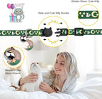 Baeuppit 2PCS Breakaway Cat Collars with Bell Cute Kitty Glow in The Dark Adjustable Kitten Collars(Deep Green&Black)