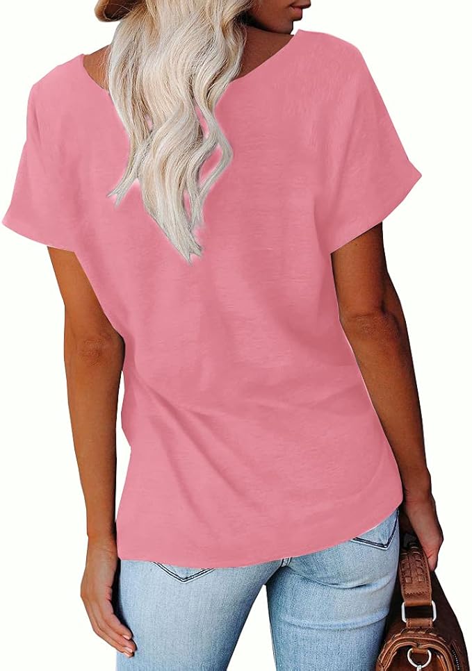 NIUBIA Women's T Shirts Summer Tops Simple Heart Graphic Shirts Sayings Short Sleeve Vacation Casual Blouse Thankful Tee