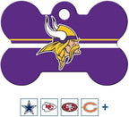 GoTags Personalized Minnesota Vikings Dog Tag, Brass Metal Bone Shape Pet ID Tag Engraved with Name and Custom Text, Every NFL Football Team Pet Apparel (Large)