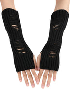 CORIRESHA Therian Emo Clothing Cat Ear Y2k Beanie Grunge Fingerless Gloves Bohemian Stacked Bracelets Set