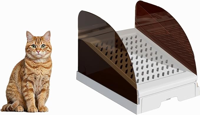 Plastic Inclined Steps Assist in Using Various Sizes of cat Litter Boxes. Plastic Large cat Litter Boxes Inclined Steps are Non Stick，Height Adjustable，Easy to Clean(White, Small)